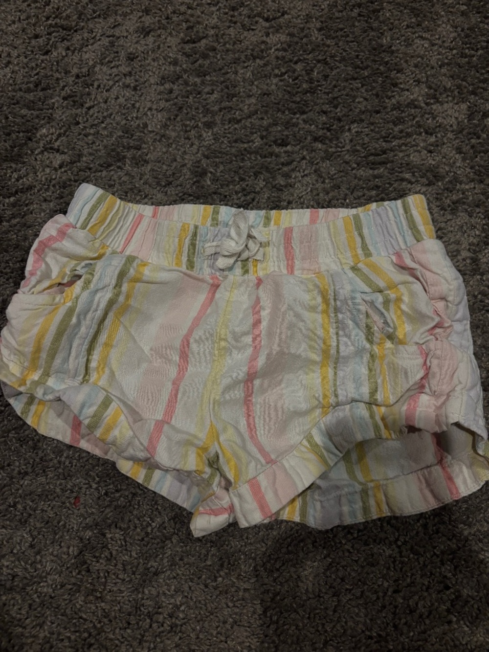 Billabong Girls Cream & Yellow Striped Summer Shorts - Size S